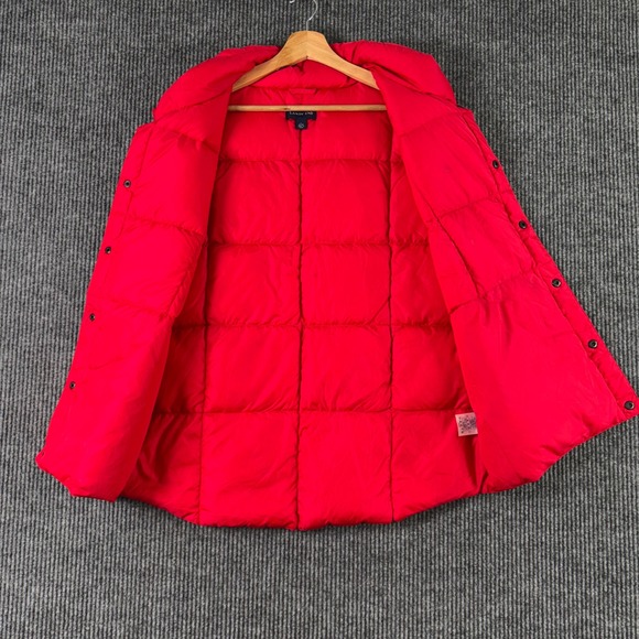 Lands' End Womens L Red Puffer Vest Goose Down Feather Fill Gorpcore Retro - Picture 4 of 8